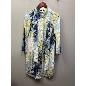Harper and Gray Dress Womens small yellow/blue shirt dress Belt Colorful